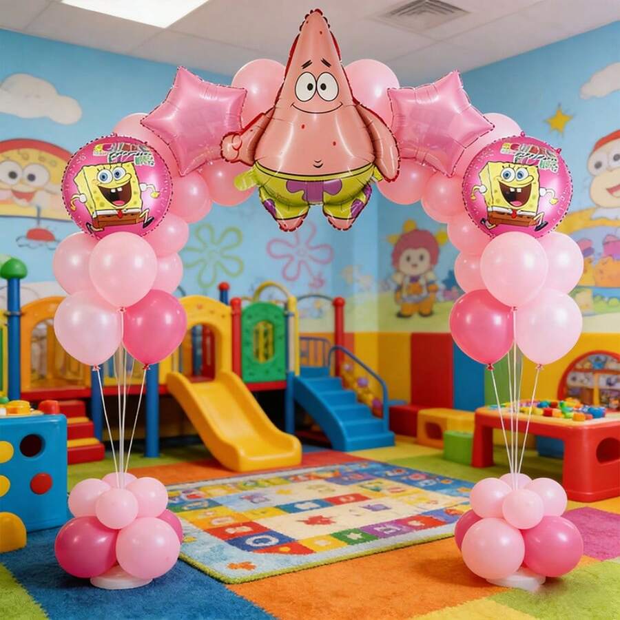 SpongeBob SquarePants Birthday Balloon Set, Anime Theme Character & Star Foil Balloons, Anime Birthday Party Supplies - Cartoon Balloons - View 1
