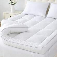 10cm Thick Quilted Mattress Topper With Elastic Straps, Multiple Sizes Available - Single - View 1