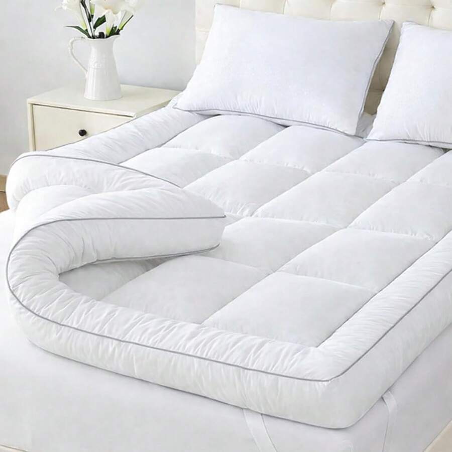 10cm Thick Quilted Mattress Topper With Elastic Straps, Multiple Sizes Available - Single - View 1