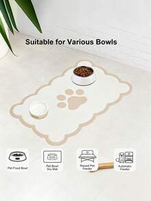 1pc Pet Feeding Mats, Suitable For Cats And Dogs, Non‑Slip, Splash‑Proof And Easy To Clean, Helps Protect Floors Against Food And Stains For Neat Surfaces - Multicolor - View 1