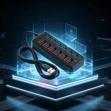 12口USB快速充電站 - 6個Type-C PD + 6個USB-A接口，單口最高25W，緊湊設計，高速充電，適用於筆記本電腦/平板電腦/多台設備，工作空間電源中心，為科技愛好者設計，12口USB快速充電站 – 6個Type-C PD接口和6個USB-A接口，適用於平板電腦/多台設備。具有緊湊設計、高速充電和USB適配器工作空間電源中心。科技必需品 - 查看 3