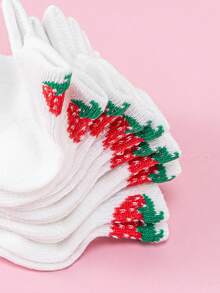 5/10 Pack, Cute White Ankle Socks For Toddlers Kids Strawberry Socks - Multicolor - View 3