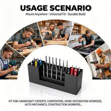 50-Slot Heavy-Duty Plastic Screwdriver Bit Organizer With Hexagonal Top & Tower Storage - Wall-Mountable Drill Bit Case For 6.35mm/2.5" Bits, Plastic Desk Organizer For Tool Storage And Repair Station, Hanging Tool Rack - View 3