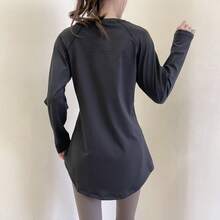 2026 New Spring/Summer Long-Sleeve Yoga Top For Women, Hip-Covering, Slimming Design, Breathable, Beautiful Back, Suitable For Running And Fitness - Schwarz - Übersicht 1