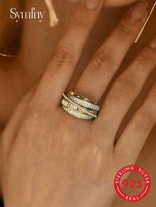 SYMFNY 1 S925 Silver Curved Concave Open-Band Ring, Unisex And Versatile For Everyday Wear - Silver - View 2