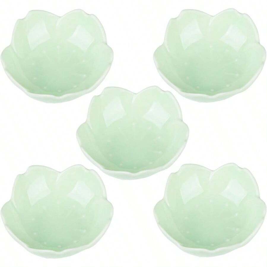 - Juego de platos de cerezo verde claro, bonitos platos de cermica rosa, plato de salsa/condimento, platos de sushi, tazn de soja, postre, platos de aperitivo, plato de servir para cocina y - verde claro - Ver 1