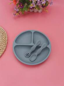 6/3/1pc Silicone Tableware Set, Children's Large Suction Bowl And Rice Paste Spoon, Anti-Drop Anti-Scald Feeding Bowl, Suitable For Toddler Feeding Training Bowl Baby Supplies, A Unique Father's Day Gift Set - Multicolor - View 12