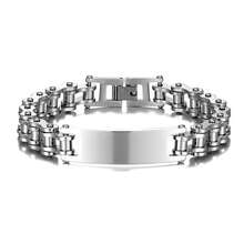 1pc Men's Stainless Steel Motorcycle Style Bracelet, Bicycle Chain ID Bar Design, Daily Wear, Birthday Gift For Father, Husband - Multicolor - View 12