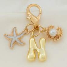 1pc Ocean Series Starfish Shell 26 Letters Keychain, Suitable For Bag Accessories, Lanyard With ID Holder, Car Decor, Bag Pendant, Couple Keychain, Perfect Gift For Vacation Season - Multicolor - View 17