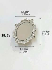 European Vintage Pattern Mirror Creative Phone Stand, Adhesive Foldable Slouchy Desktop Round Mirror Stand, Perfect Phone Gift, Halloween Gift, Christmas Gift, Suitable For IPhone, Android Phones, Birthday Gift, Gift For Family And Friends, Push-Pull Phone Stand, Phone Accessories - Multicolor - View 5
