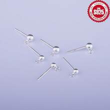 6pcs/Bag S925 Sterling Silver Silver Ball Jump Rings With Open Loop Earring Studs, Jewelry Making Handmade DIY Accessories Material Pack - Silver - View 3