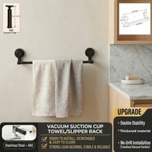 66/51/36 Cm Towel Rack, Bathroom Towel Rack, Vacuum Suction Type Towel Rack, Towel Rack, Handheld Towel Hook, Face Towel And Hand Towel Rack, Towel Pole, Black/Dip-Coated Fabric Rack, Bathroom Storage Organization, Kitchen Cabinet And Storage - Black - View 9