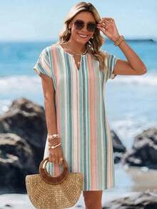 EMERY corto minimalista casual con cuello en V, adecuado para primavera/verano - Multicolor 10 - Ver 1