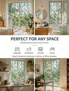 Colorful Static Cling Window Film 3D Vine Leaf Privacy Sticker For Home And Office Glass Doors - Green Leaf Crescent - View 6