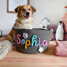 Personalized Braided Rope Pet Toy Storage Basket, Custom Pet Name Gift Basket, Travel Storage Bag, Tote Bag For Pet Lovers, Home Decor Pet Supplies - Multicolor - View 64