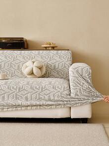 1 buah Sarung Sofa 3D, Bahan Chenille Multifungsi Pelindung Sofa Penutup Penuh, Sarung Sofa Elastis Satu Bagian Dekoratif untuk Liburan, Cocok untuk Sofa 1/2/3/4 Dudukan - Light Grey - View 4