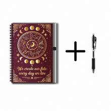 1 Set Mysterious Astrology Style 2D Cover Spiral Coil Notebook Set With Pen, 100 Pages Large Capacity, Suitable For Study And Work Records, Exquisite Constellation Pattern With Inspirational Quotes, Combining Aesthetics And Practicality, Perfect For Back To School, Daily Planning, Graduation Gift, Birthday Gift, Start A New Writing Experience! - C - View 4