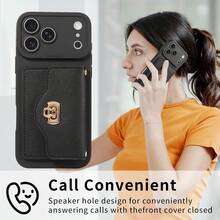 eaacaa Apple Card Holder Phone Case, A Perfect Fit Phone Case With Protective Function, Crossbody Wallet Phone Case Design, Paired With Pearl Chain, Suitable For Various Occasions, Durable And Sturdy, Perfect As A Loving Gift For Parents And Partners - Black - View 5