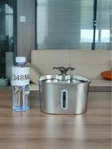 2.2L/74.39oz Cat Water Fountain (Replacement Filter Cartridge Available Separately), Stainless Steel Material, USB Powered, Ultra-Quiet Operation, With Water Level Window, Central Outlet Design, Easy To Clean, Suitable For Small Pets, Battery Not Included - 2.2L - View 5