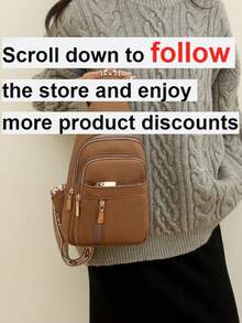 Bolso bandolera mini coreano de moda, bolso de lona informal para hombres y mujeres - Marrón - Ver 3