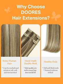 DOORES 7PCS Clip In Hair Extensions 100% Real Human Hair Light Brown Highlighted Medium Blonde 14-24 Inch 115g, Remy Extensions For Clip In Human Hair With Invisible Straight - S8/60 - View 6