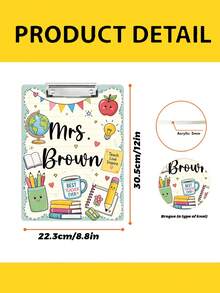 1pc Custom Teacher Name Clipboard,Back To School,Personalized Clipboard, Teacher Clipboard Gift, Cute Classroom Clipboard For Educators Students Teachers Office Staffs,Teacher Appreciation Gift,Back To School - Multicolor - View 3
