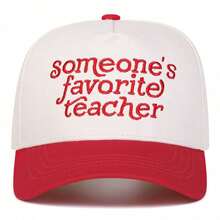 Women's 'Someone's Favorite Teacher' Trucker Hat, Embroidered Letter, 5-Panel Sun Protection Hat For All Seasons Travel, Beach, Holiday, Festival - Multicolor - View 3