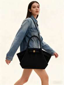 JW New Hana Bolso Grande Tipo Dumpling Para Mujeres, Bolso de Hombro de Gran Capacidad, Textura Ligera Suave y Duradera, Bolso Casual para Ir al Trabajo Escuela Mamá Salidas Compras Citas - Negro - Ver 6