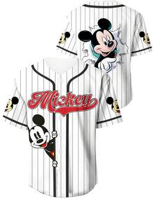 Mickey Mouse Baseball Jersey Disney Baseball Jersey Mickey Mouse Design Summer Casual Wear - Multicolor - View 1