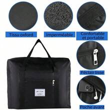 Borsa portaoggetti nera, pieghevole, portatile, leggera, per viaggio, sport, campeggio, escursionismo (lettere casuali sulla borsa) - nero - Visualizzare 1