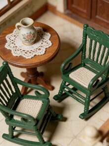 1pc 10.2cm Dollhouse Miniature Rocking Chair, Multi-Color High Back Curved Armrest Rocking Design, Miniature Scene Construction, Doll Photography Backdrop Decoration, 1:12 Scale Dollhouse Interior Furniture Accessory, Suitable For Christmas, Birthday, Valentine's Day Gifts, Bedroom, Living Room, Country Cottage Micro Landscape Decor, All-Season Handmade Miniature Craft - Multicolor - View 9
