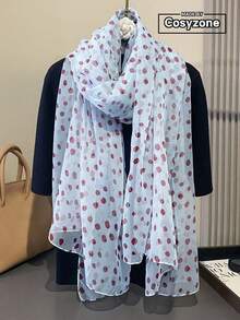1件女款簡約優雅圓點印花雪紡圍巾，適合戶外活動、休閒娛樂、外套防曬與裝飾性柔軟薄紗披肩，您的造型理想之選 - 淺藍色 - 查看 1