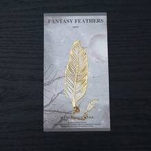 復古羽毛鍍金金屬書籤組：1件，附金屬鏈條吊墜 - 書迷與讀者的完美選擇 - A - 查看 7