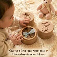 Baby Essentials Newborn Baby Stuff My First Lock Of Hair Wooden Keepsake Box Baby Fetal Hair Storage Case NewbornMilestoneSouvenirfor Baby Shower Gift - Multicolor - View 4