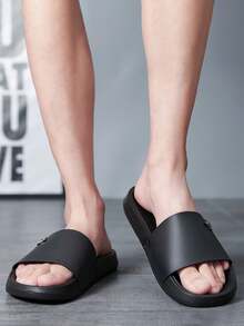 Men's Pony Commuter Black Slide Sandals, EVA Casual Home Comfortable Slippers, Plus Size Slippers 39-47# - Black - View 2