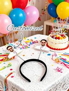 Personalized Party Decor, Custom Photo, Suitable For Birthday Party Photo Props And Decorations, Personalized Photo Headband - Custom Birthday Hat Headband Party Decor, Theme Party, Bachelorette Party, Birthday Party, Graduation Party - Multicolor - View 4
