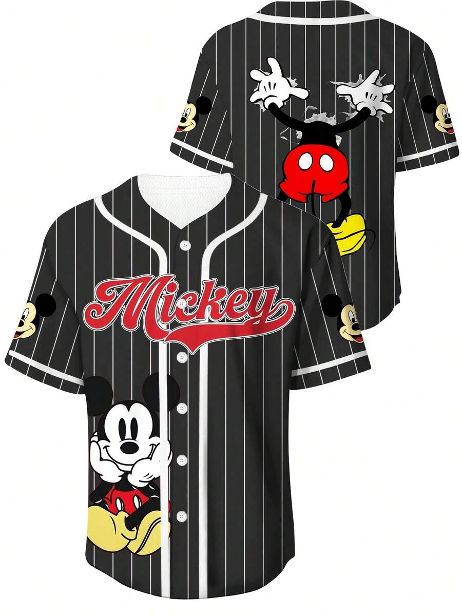 Mickey Mouse Baseball Jersey Disney Baseball Jersey Mickey Mouse Design For Casual Wear Summer - Multicolor - View 1