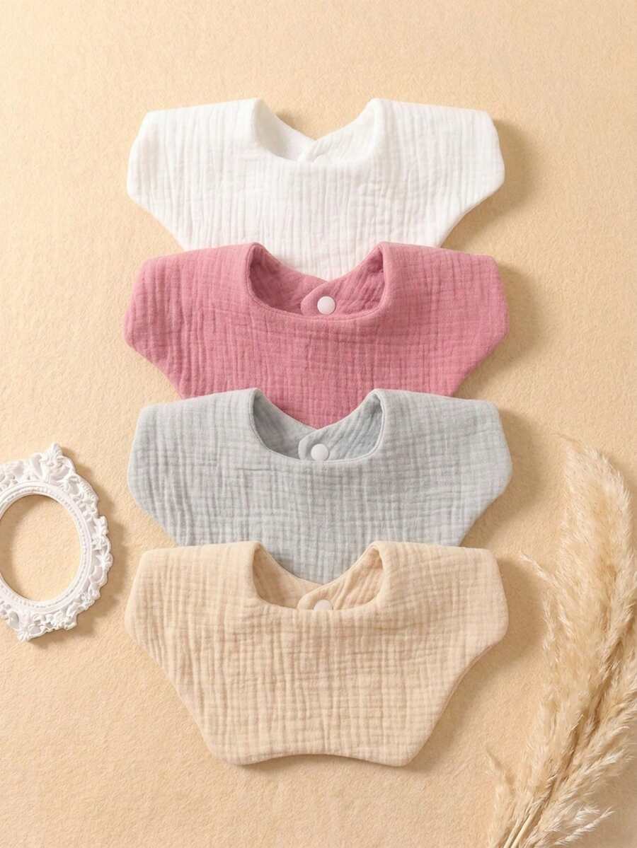 4入女孩夏季糖果色純棉紗布嬰兒圍兜,柔軟親膚公主風口水巾,適合四季日常使用 - 彩色 - 查看 1
