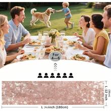 1pc 12 X 72 Inch Rose Gold Sequin Table Runner, High Density Shiny Sequin Loose Table Runner For Birthday Party Decor, Wedding, Engagement, Holiday Celebration - View 3
