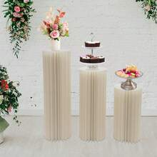 Cardboard Flower Stand 3 Pcs Set, 60cm 80cm 100cm Tall Wedding Decoration with 44 PVC Boards, Floral Backdrop Stand for Party, Home, Garden Decor - Milchig Weiß - Übersicht 5