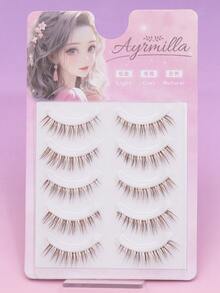 Brown Natural Thin Eyelash Clusters, Soft Lightweight Segmented DIY False Eyelashes, Reusable Natural Look Daily Makeup Eyelash Clusters - 棕色 - 查看 3