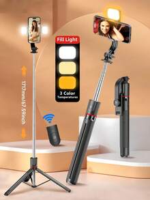 KEELEAD 67-Inch Phone Selfie Stick Tripod With Detachable Remote Control, Extendable Selfie Stick Tripod, Suitable For Outdoor Travel Beauty Photography Live Streaming And Other Scenarios, Compatible With New IOS And Android Devices Of Various Brands. - View 2