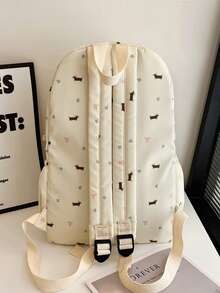 1 buc. rucsac casual drăguț stil universitar cu imprimeu cățeluș, ușor, cu fermoar, geantă școlară de zi cu zi, capacitate mare, cu compartiment pentru laptop, rucsac casual pentru cărți, potrivit pentru studenți/absolvenți/tineri, perfect pentru întoarcerea la școală/utilizare zilnică/cumpărături/călătorii scurte și activități de timp liber în aer liber - Multicolor - Vizualizare 11