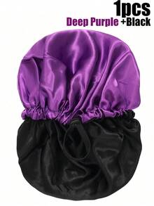 CONFLASS 2pcs/1pc Women's Solid Color Double-Layer Satin Adjustable Loose Bonnet, With Elastic Button, Elastic Colorful Adjustment Buckle Sleep Cap, Suitable For Daily Wear, Suitable For Matching Headscarf, Women's Headscarf - Hot Pink - View 5