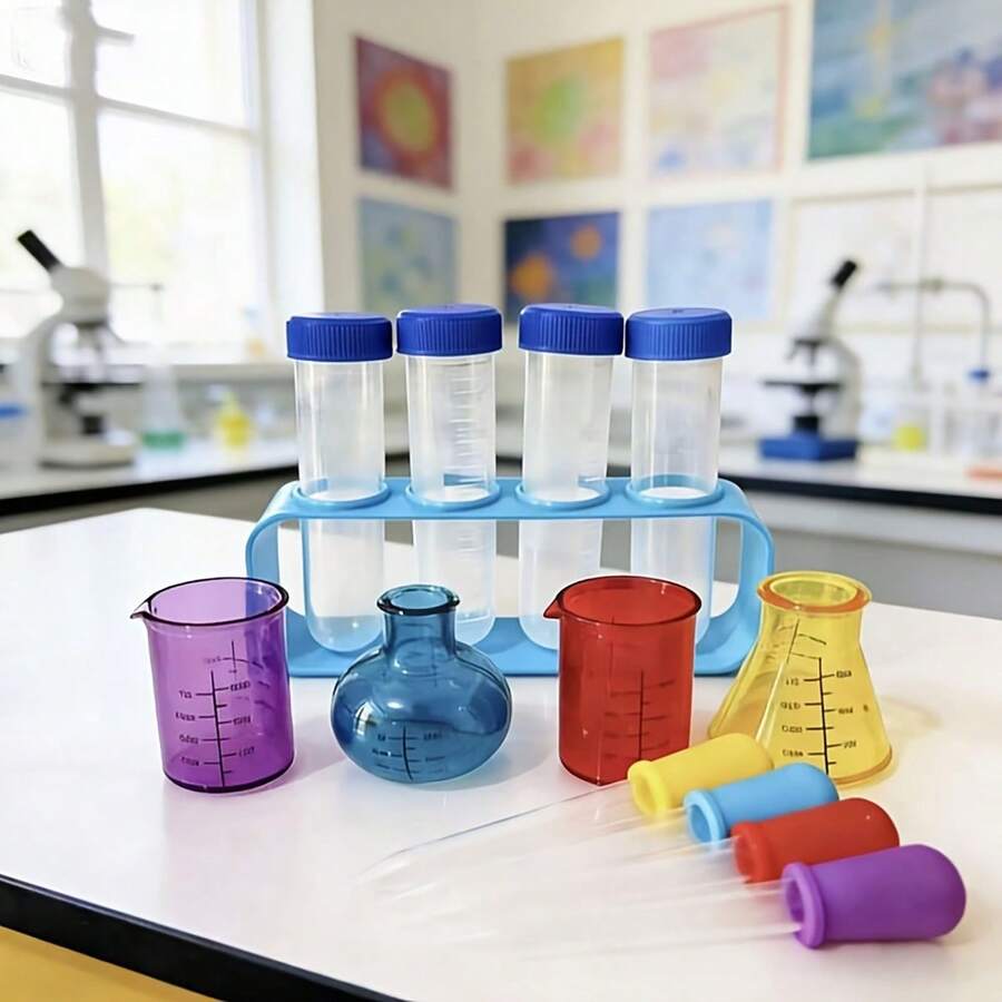 1套科學套裝 - 彩色教育玩具，適用於感官學習、DIY科學實驗和早期大腦發展 - 完美的蒙台梭利教學輔助工具和家庭教育