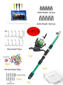 Lure Fishing Casting Set With Bag, Equipped With Fishing Rod, Reel, Fishing Line, Lures And Accessories - Green - View 2