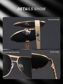 SY SI YANG Marke 1 Paar Herren & Damen Metall Lässig Aviator Rahmen Mode Mode Brille, geeignet für Urlaub, Ausflüge und Outfit-Kombinationen, vielseitige Mode-Stil Brille für den Alltag, mit exquisiter Brillen-Aufbewahrungstasche und Reinigungstuch - A - Übersicht 10