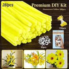 281pcs Yellow Tubular Cleaner Handmade Set - Includes Stamen And Black Eyes, With Video Tutorial, 7 Colors 30cm Chenille Stems - High Quality, No Color Difference - Suitable For Summer Crafts, Qixi Decoration, Party Decoration, Home Decoration, Adult Crafts - 281pcs Yellow - View 16