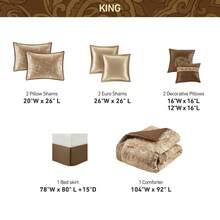 Elegant 8/24 Pieces Bed In A Bag Bedding Comforter Set,Faux Silk Comforter Jacquard Paisley Design Matching Curtains (8 Pieces Exclude Windows Panels),All-Season Essentials Home Textile For Queen-King-California King Size,Christmas Thanks Giving Gift - Brown-8 Pieces - 查看 4