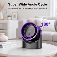 5-Speed 0-100 Adjustable Wall-Mounted & Desktop 2-In-1 Electric Fan, 1200mAh Portable Quiet Design, Digital Display Rechargeable USB Fan, 180° Rotating Head, Portable Small Fan Suitable For Office, Bedroom, Home, Kitchen, Travel, Camping - 1 Pc - View 2